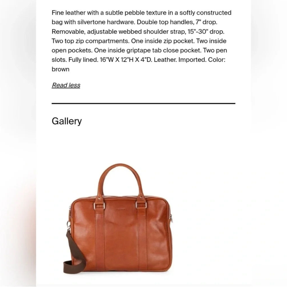 Cole Haan |,Wayland Soft | Leather Briefcase Computer Laptop Bag Travel Carry-on